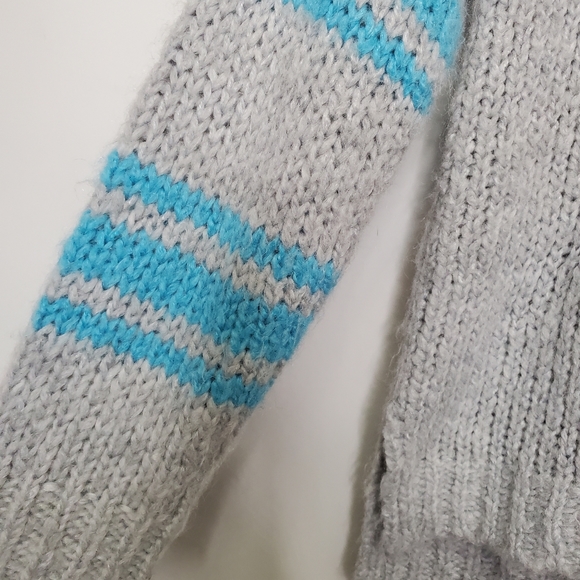 AERIE Blue Striped Chunky Oversided Knit Sweater Crew Neck Size XS - Picture 5 of 9